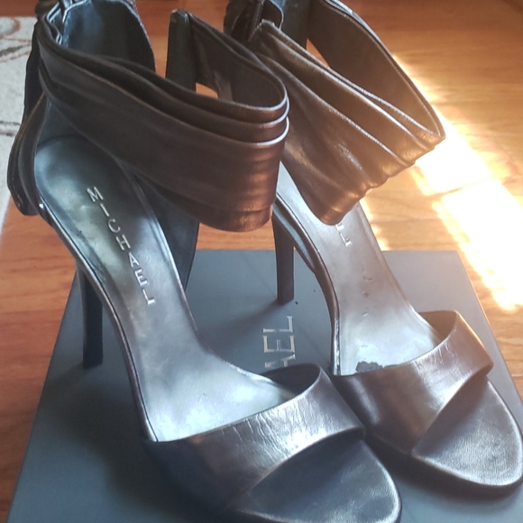 Dark Silver/Pewter High Heel Open Toe Sandals - Picture 8 of 13